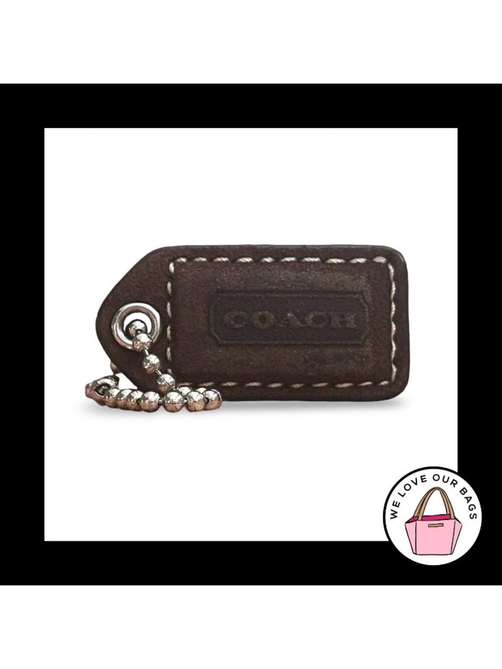 COACH Y2K VINTAGE Hang Tag 1.5" Brown Suede Leather Bag Charm Keychain Fob Small